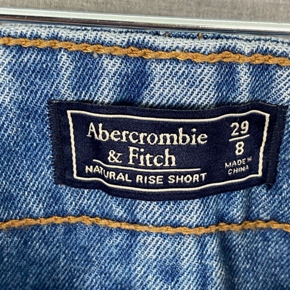 Abercrombie & Fitch Denim Shorts Womens 8 Natural Rise Button Fly Belted Waist - Picture 6 of 12